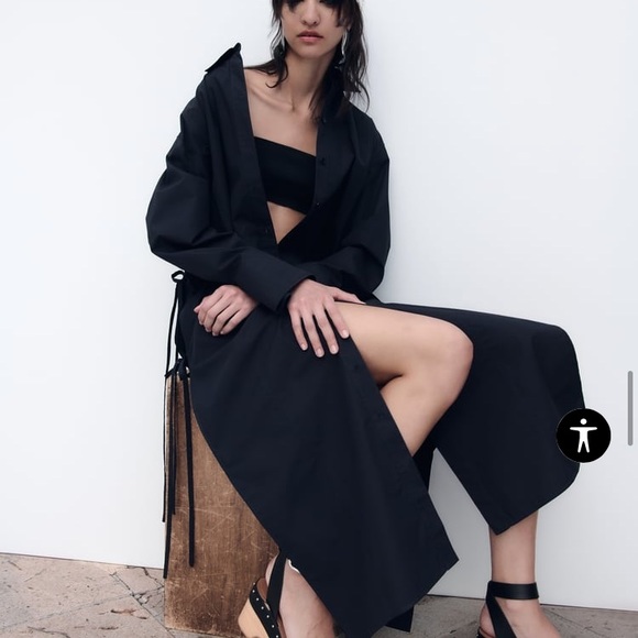 Zara Voluminous Poplin Dress - Picture 1 of 10